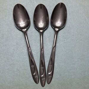 3 International Silver Americana Star Stainless USA TeaSpoons Flatware